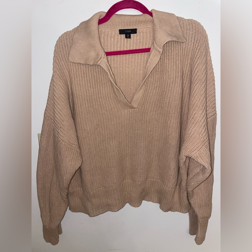 J. Crew Collared Cotton Beach Sweater in Dark Beechwood - Picture 4 of 4